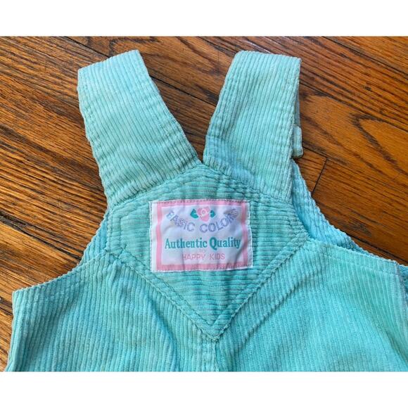 Vintage Jumper Corduroy Overalls Pants Toddler Boys Girls 2T Mint Green - Picture 3 of 4